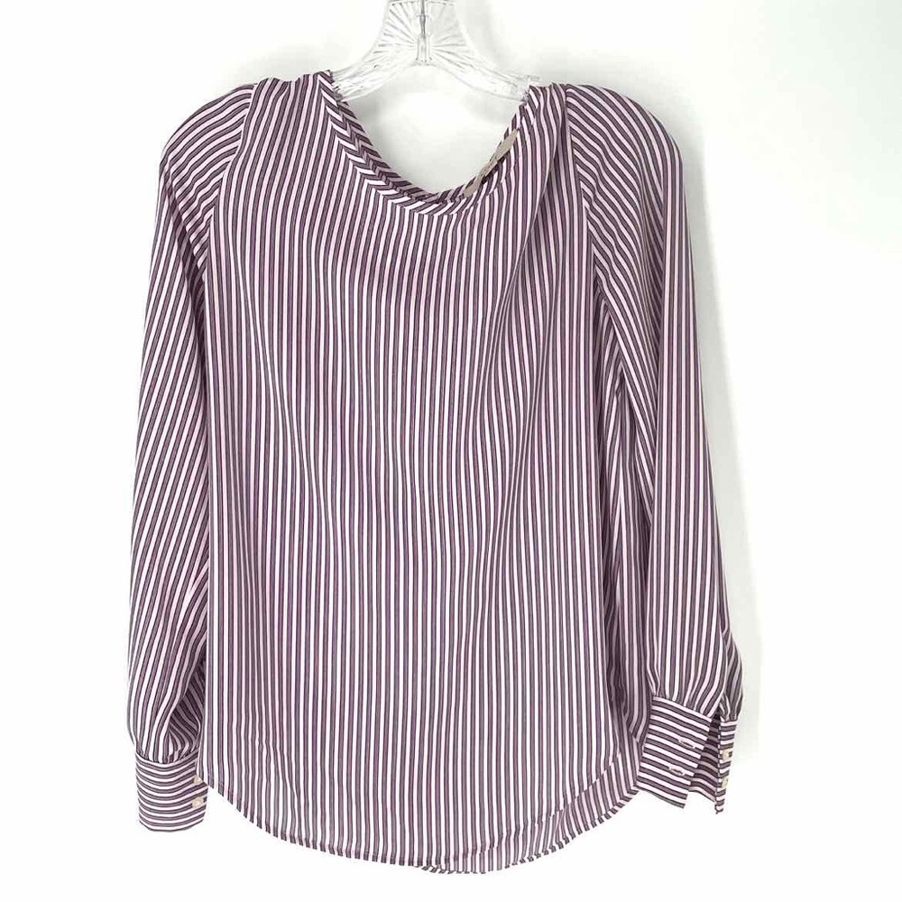 Striped button cuff top